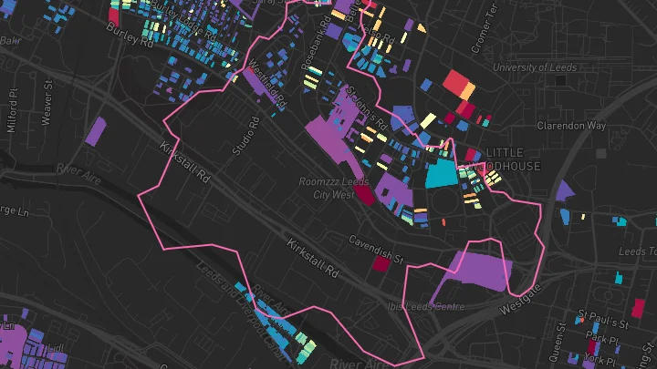 House price heatmap showing property values across Leeds