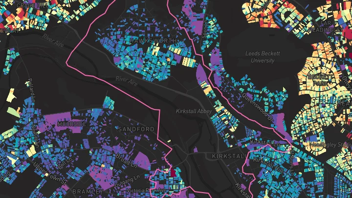 House price heatmap showing property values across Leeds