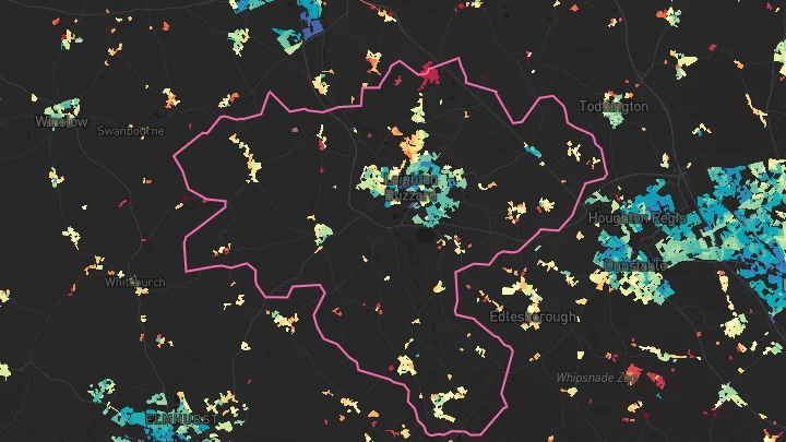 House price heatmap showing property values across Leighton Buzzard