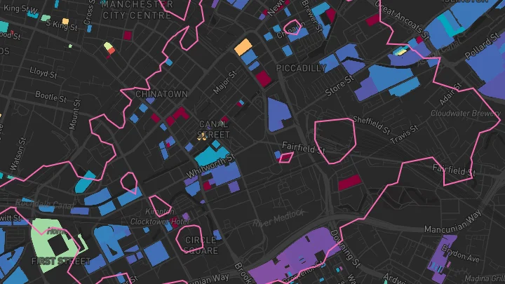 House price heatmap showing property values across Manchester