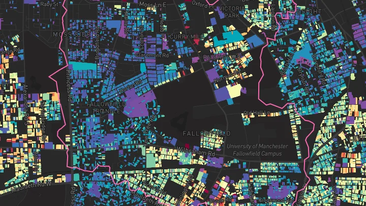 House price heatmap showing property values across Manchester