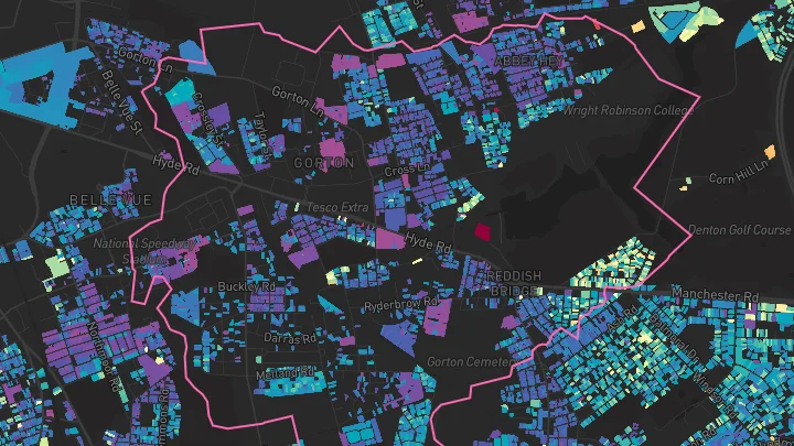 House price heatmap showing property values across Manchester