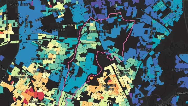 House price heatmap showing property values across Manchester