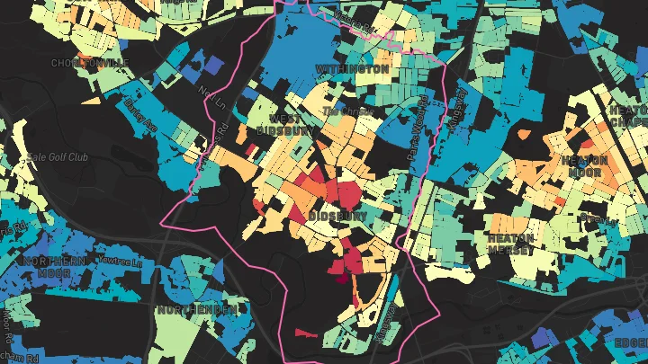House price heatmap showing property values across Manchester
