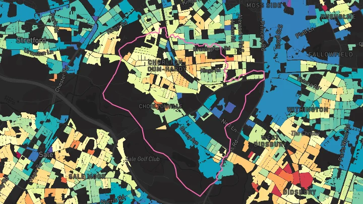 House price heatmap showing property values across Manchester