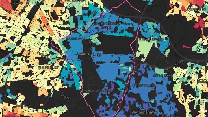 House price heatmap showing property values across Manchester
