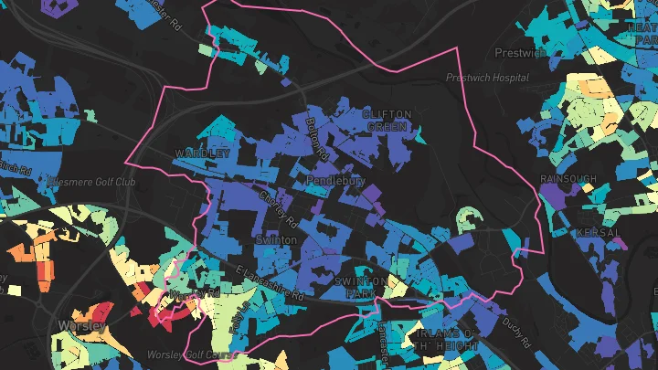 House price heatmap showing property values across Swinton
