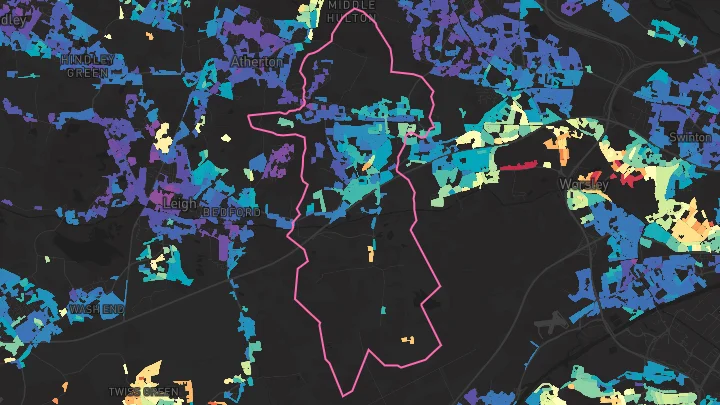 House price heatmap showing property values across Astley