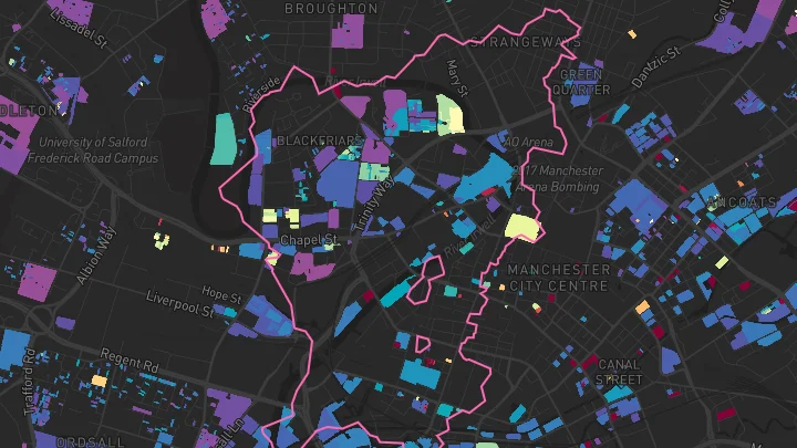 House price heatmap showing property values across Salford
