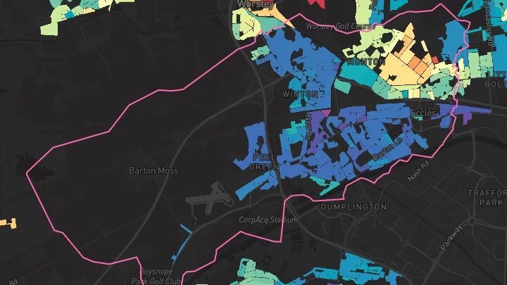 House price heatmap showing property values across Eccles