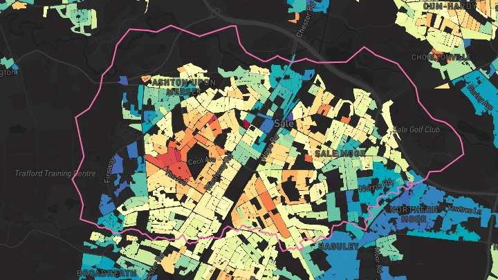 House price heatmap showing property values across Sale