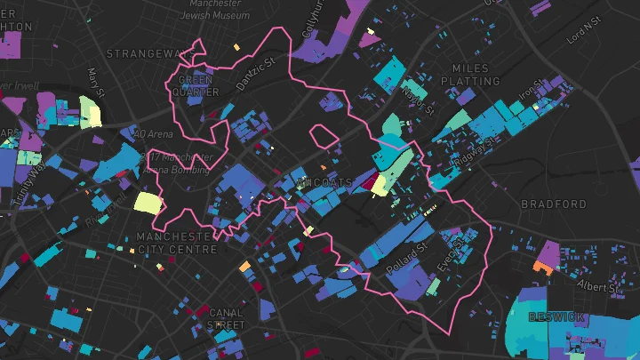 House price heatmap showing property values across Manchester