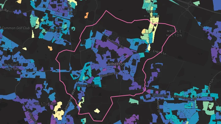 House price heatmap showing property values across Atherton