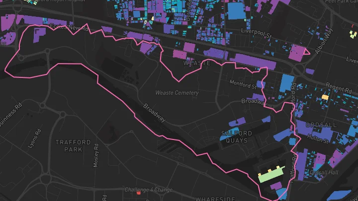 House price heatmap showing property values across Salford