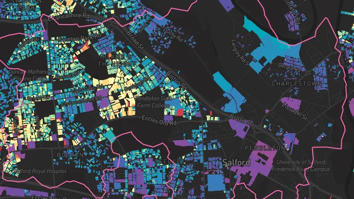 House price heatmap showing property values across Salford