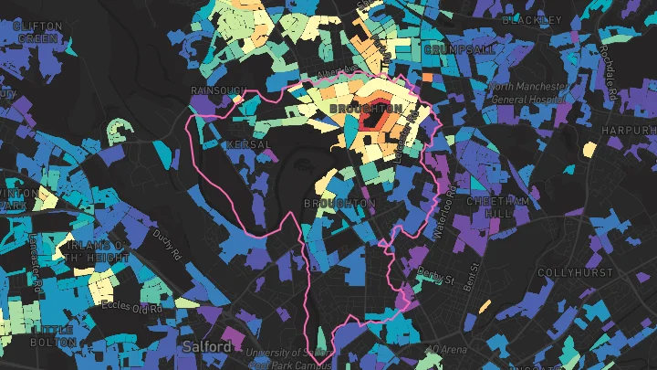 House price heatmap showing property values across Salford