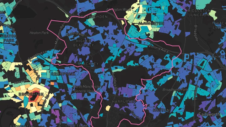 House price heatmap showing property values across Manchester