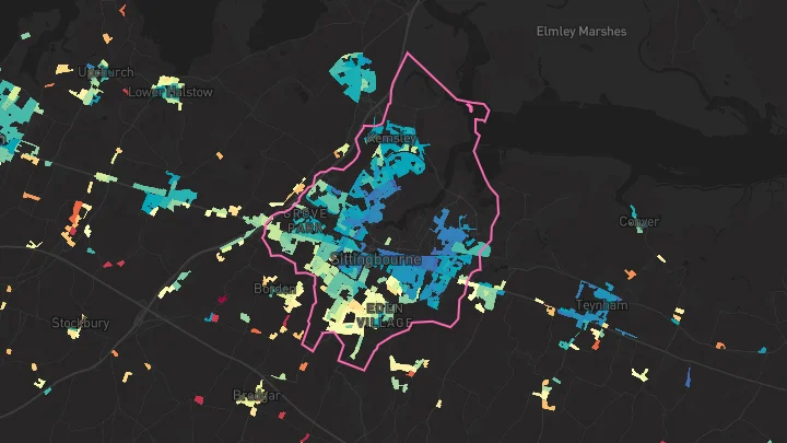 House price heatmap showing property values across Sittingbourne