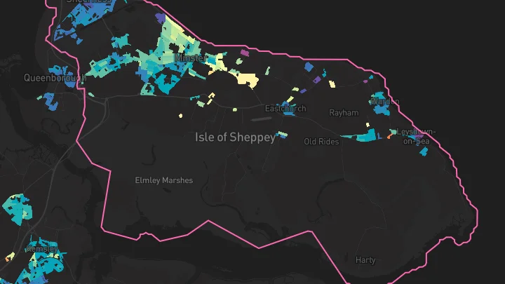 House price heatmap showing property values across Minster On Sea