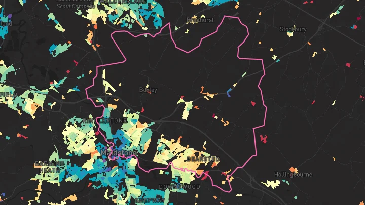 House price heatmap showing property values across Maidstone