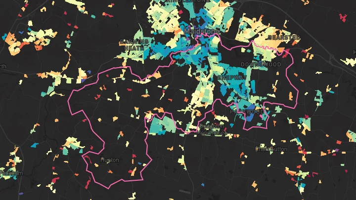 House price heatmap showing property values across Maidstone