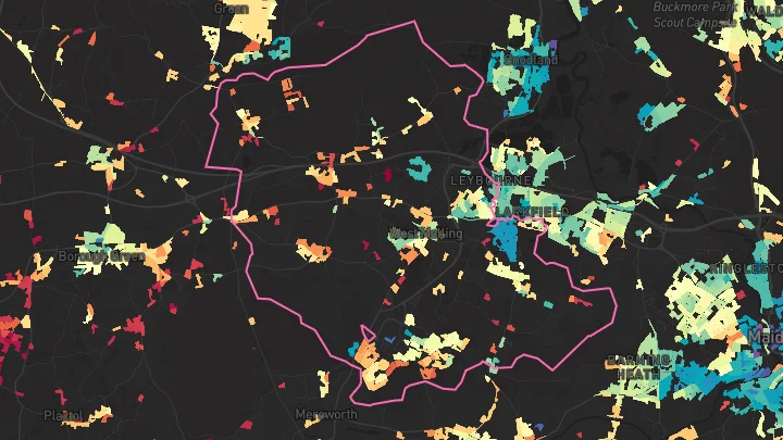 House price heatmap showing property values across Kings Hill