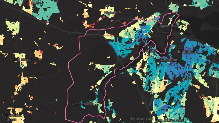 House price heatmap showing property values across Rochester