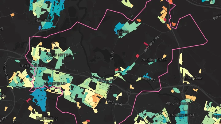 House price heatmap showing property values across Larkfield