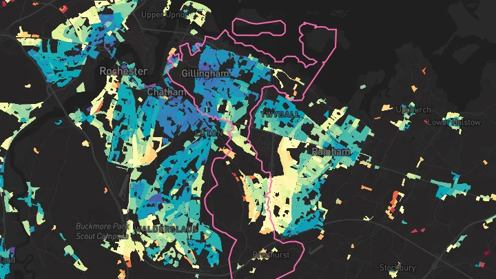 House price heatmap showing property values across Gillingham