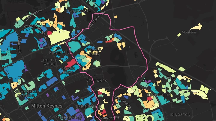 House price heatmap showing property values across Willen