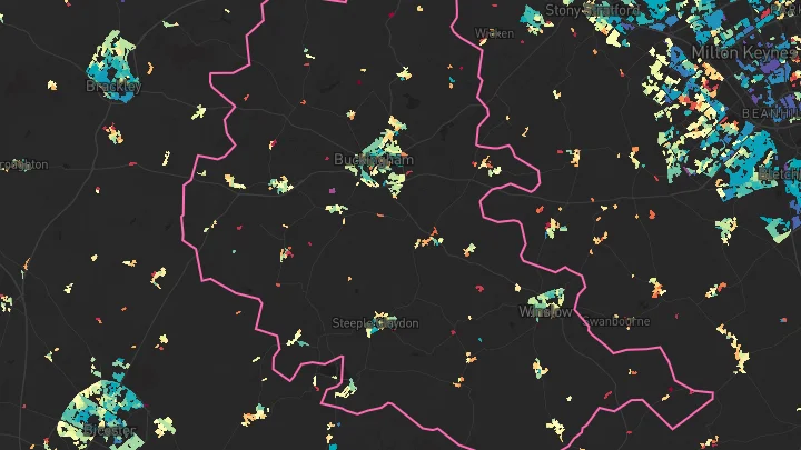 House price heatmap showing property values across Buckingham