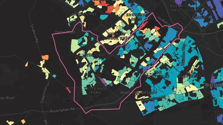 House price heatmap showing property values across Emerson Valley