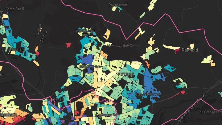 House price heatmap showing property values across Bedford
