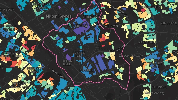 House price heatmap showing property values across Oldbrook