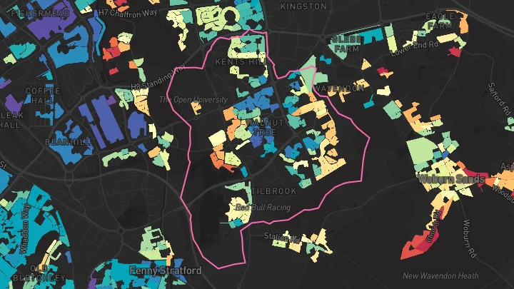 House price heatmap showing property values across Walnut Tree