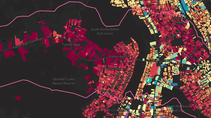 House price heatmap showing property values across Whetstone
