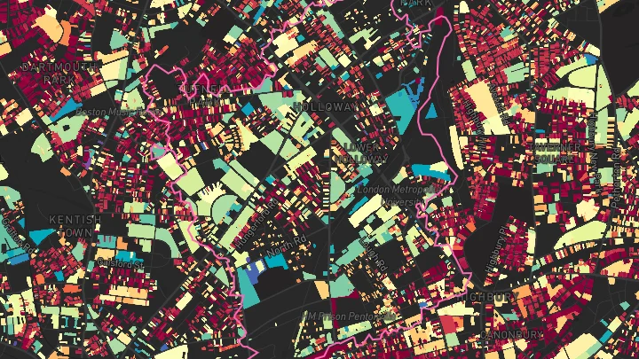 House price heatmap showing property values across Islington
