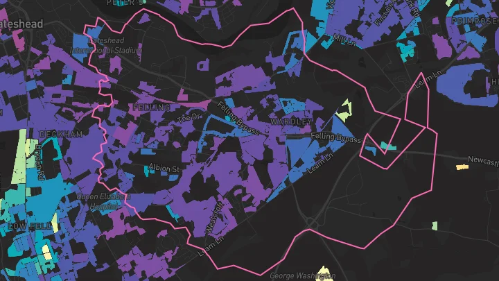 House price heatmap showing property values across Gateshead