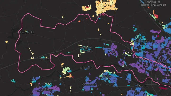 House price heatmap showing property values across Newcastle Upon Tyne