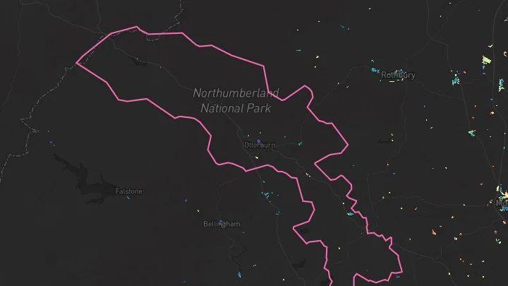 House price heatmap showing property values across Otterburn