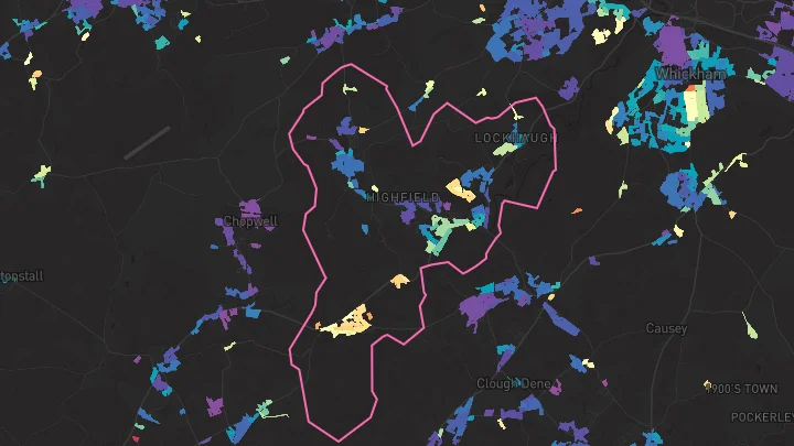 House price heatmap showing property values across High Spen