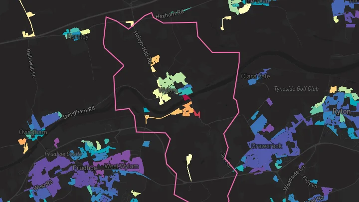 House price heatmap showing property values across Wylam