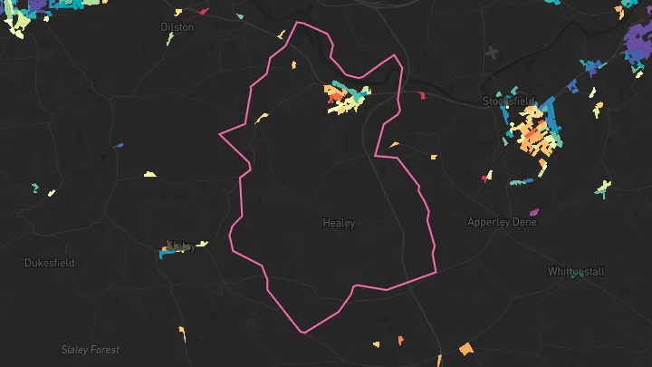 House price heatmap showing property values across Riding Mill