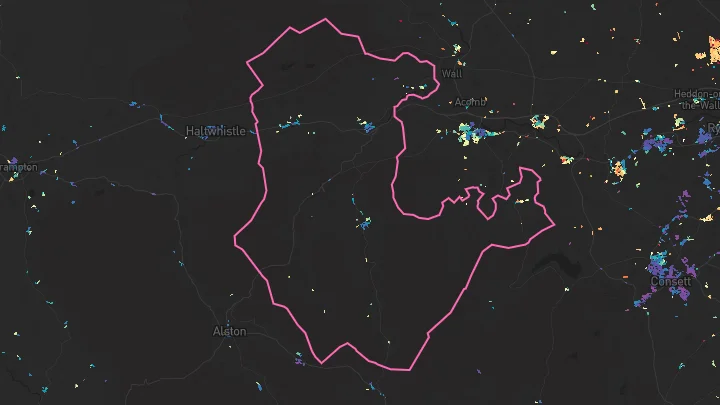House price heatmap showing property values across Haydon Bridge