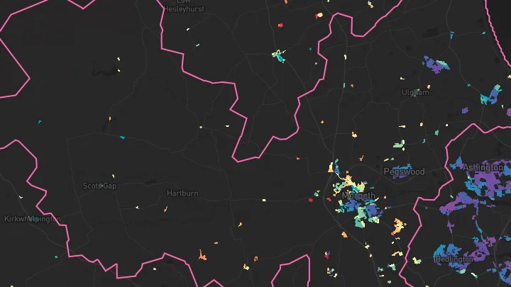 House price heatmap showing property values across Morpeth