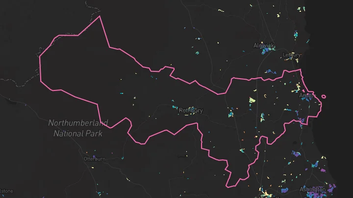 House price heatmap showing property values across Amble