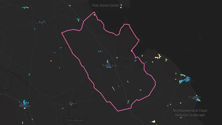 House price heatmap showing property values across Belford