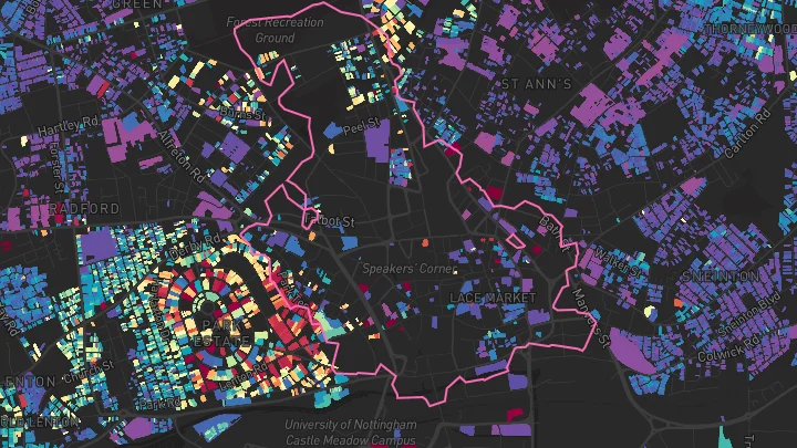 House price heatmap showing property values across Nottingham