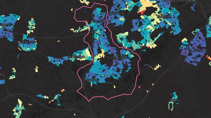 House price heatmap showing property values across Long Eaton