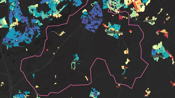 House price heatmap showing property values across Clifton